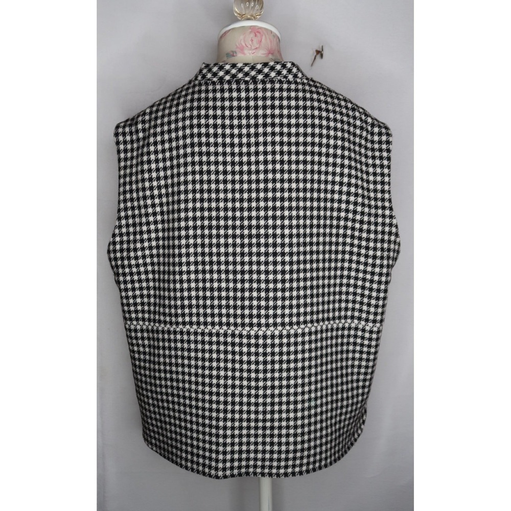 Sézane Houndstooth Wool Blend Snap Front Vest Jacket  Womens Sz US 14 46 EU EUC - Picture 12 of 12